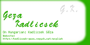 geza kadlicsek business card