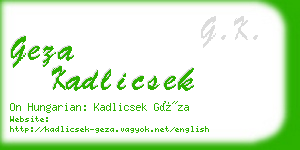 geza kadlicsek business card